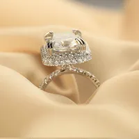 Conjunto de anel de casamento feminino, branco, corte redondo, halo diamante, band de noiva, conjuntos de anel 14k, luxo, moderno