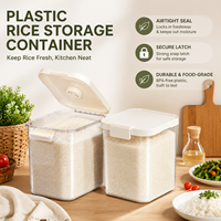 Contenedor de Almacenamiento de Arroz de Plástico Reutilizable de Grado Alimenticio, Estilo Nórdico para Uso Doméstico, Hermético, a Prueba de Insectos y Humedad, Grande
