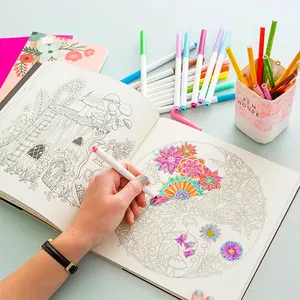 Impressão por atacado de revistas de papel em inglês para crianças com desenho colorido personalizado, livros para colorir facilmente rasgados