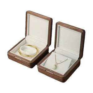 Wooden Jewelry Box Square Natural Wood Color Solid Wood Desktop <b>Storage</b> Box For <b>Rings</b> Necklaces Wedding Gifts - Product Image 5