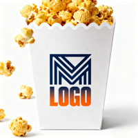 Gobelets à popcorn pliables écologiques, imperméables, de qualité alimentaire, biodégradables, avec logo personnalisé imprimé, à paroi simple, en papier kraft