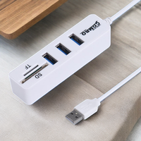 HUB USB2.0 3-Port Dengan Combo 6-in-1 Termasuk Pembaca Kartu SD/MMC/Mini SD/TF untuk Transfer Data Efisien 480Mbps