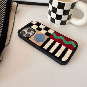 Funda de Teléfono Móvil Suave con Patrón Geométrico Bordado de Peluche para Apple <span class=keywords><strong>iPhone</strong></span> 17 Pro <span class=keywords><strong>Max</strong></span> 16 15 <span class=keywords><strong>14</strong></span> 13 12 para Mujer - Product Image 3