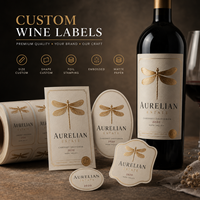 Etiquetas Personalizadas para Botellas de Vino, Adhesivos en Rollo con Relieve en Dorado, Resistentes al Agua, Proveedor de Impresión de Etiquetas de Lujo para Empaques de Viñedos