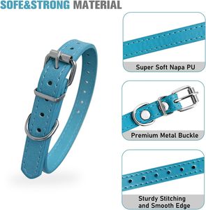 Collares de Identificación Ajustables de Cuero para Perros Pequeños, <span class=keywords><strong>16</strong></span> Colores, 10 Tamaños - Product Image 3
