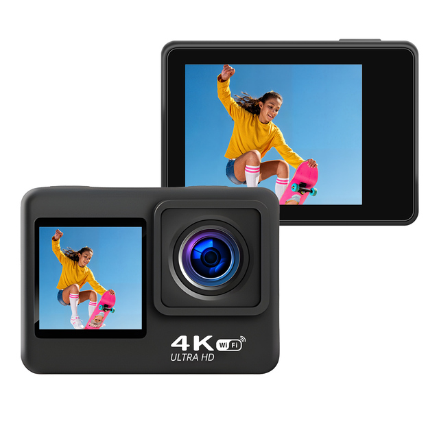 Newest HD 4K 20MP Dual Screen Sport Action Camera Motorcycle Bike Helmet Riding Camera 30M Waterproof Sport Camera with WIFI
