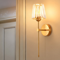 Applique Murale LED Moderne de Luxe E26 en Cristal, Dimmable, Ra90, Corps en Fer, Accents Dorés, Température de Couleur Multiple, Garantie 2 Ans, pour Salon et Chambre