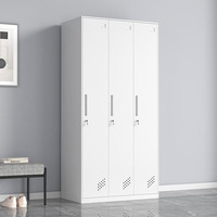 Armoire de rangement en métal blanc robuste à 3 portes, armoire en acier avec serrure et clés, organisateur de vêtements pour l'école, la salle de sport