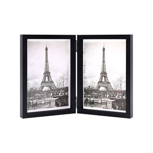 Marco de Fotos Doble Abatible de Madera Negra para Escritorio, Exhibición de Fotos Familiares, Decoración del Hogar, Venta al Por Mayor - Product Image 1