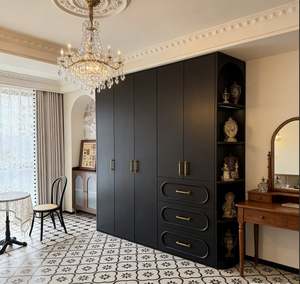 <b>Wardrobe</b> Bedroom Furniture Double Door Classic Wood <b>Wardrobe</b> Large Drawers Closet Storage for Family Bedroom - Product Image 5