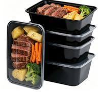 Boîte de rangement alimentaire en plastique PP rectangulaire, étanche, pour préparation de repas, emballage de restaurant, jetable, compatible micro-ondes, à bas prix