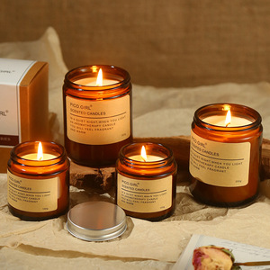 Luxury 100% Organic Ecological Soybean Wax Candle in Glass Jar Popular Ordinary Amber <b>Cup</b> Essential Oil for Valentine's Day - Product Image 1