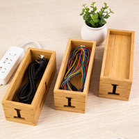 Boîte de gestion de câbles USB, aux style rétro colorées, en bambou, pour organiser les fils électriques de TV, ordinateur, Hub