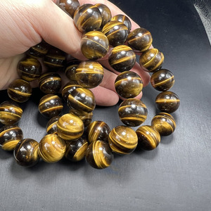 High Quality Natural Gemstone 16mm Gold Tiger Eye Bracelet <strong>Bead</strong> Bracelet Crystal <strong>Charm</strong> Stone Beaded Bracelet for Girls