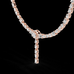 Silver <b>Rose</b> <b>Gold</b> Lab Grown Diamond Y Style Pendant Necklace Link Wedding Party Elegant Sparkle Timeless Design Modern Luxury - Product Image 3