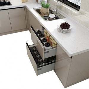 Vente directe d'usine de Dongguan, comptoir en pierre de quartz en bois sur mesure pour toute la maison, armoires de cuisine simples pour la maison - Product Image 1