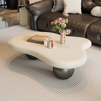 Table basse italienne moderne minimaliste de luxe créative en bois d'ingénierie de forme irrégulière, écologique, pour salons et appartements