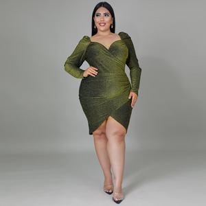 Abiti da sera Casual taglie forti africani da donna con colletto <span class=keywords><strong>incrociato</strong></span> e spalle scoperte - Product Image 5