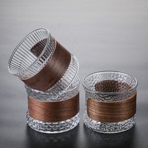 클래식 일본식 쿵푸 차 세트 작은 망치 유리 <span class=keywords><strong>나무</strong></span> 반지 마스터 컵 시음 차 컵 - Product Image 2