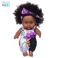 Muñeca Reborn Negra de 20 cm para Niños, Personalizable, Estilo Africano, Suéter, Material de Vinilo, Modelo de Simulación de Bebé Niña