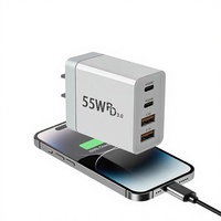 Avustralya Standartlarında 55W Çoklu Portlu USB Şarj Cihazı, Çift PD Portları (Her Biri 20W), 4 Şarj Çıkışı, Hızlı Şarj, PVC