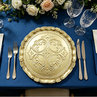 Assiettes de présentation 50 pièces en PP incassable, style américain, durables, non toxiques, avec motifs floraux en relief complexes pour hôtels, mariages, fêtes