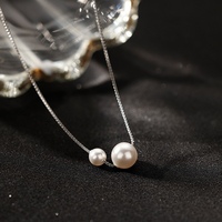 Collier pendentif boule en argent sterling S925 avec perle d'eau douce Edison de qualité AAAA, plaqué platine blanc, pour femme, mariage, minimaliste