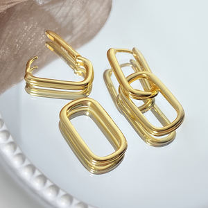 Aros de Latón Modernos para Mujer, Regalo para Fiesta o Boda, Chapados en Oro de 18K - Product Image 5