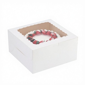 Cake <b>Boxes</b> 8*8*5 / 10*10*5 Inches White Square Bakery <b>Boxes</b> with Window Coated Paper Disposable for Cake Pastries for - Product Image 3