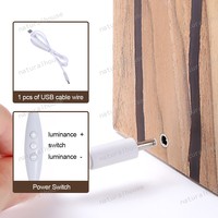 Lampe de nuit en bois massif et résine en forme de cube, lampe d'ambiance LED sans fil à télécommande pour la décoration de la maison