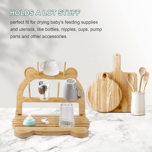 ชั้นวางขวดน้ำสำหรับเด็กทำจากไม้ไผ่พับเก็บได้ชั้นวางขวดแห้งความจุสูงประหยัดพื้นที่ที่วางขวดน้ำกันน้ำ - Product Image 4