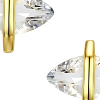 Boucles d'oreilles clous tendance minimalistes et élégantes en argent sterling 925 plaqué or avec zircon cubique taille marquise pour femme