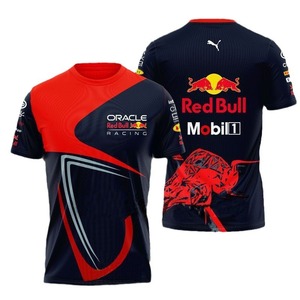 레드 불 시리즈 크로스 보더 코드 레이싱 솔리드 용 3D 인쇄 남성용 유럽 미국 여름 패션 모든 매치 티셔츠 - Product Image 5