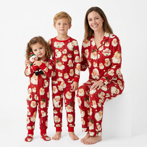 <b>Christmas</b> <b>Family</b> <b>Matching</b> Santa Character Print Red Sleeveless Eco-Friendly Spandex/Polyester <b>Pajama</b> Set Warm Sleepwear Girls - Product Image 1