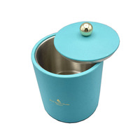 Seau à glace en acier inoxydable de style européen Seau à glace en cuir personnalisé Seau à glace pour vin de fête d'hôtel