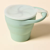 Gobelet à collation pliable en silicone sans BPA avec couvercle anti-fuite, récipient de voyage pour tout-petits et bébés, vaisselle en silicone