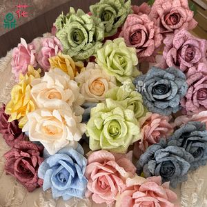 Rosas Artificiales de Seda Hua Ding, 3 Cabezas Redondas, Decoraciones de Pared para Bodas - Product Image 5