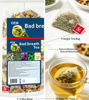 OEM 5g*20 Sachets de thé pour la mauvaise haleine, thé aux herbes naturelles, sachet de thé triangulaire au jasmin, menthe et chrysanthème, thé aux herbes pour l'hygiène bucco-dentaire