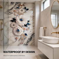 Lámina de PVC con Efecto Mármol, Impermeable, de Alto Brillo, Panel Decorativo para Paredes Interiores