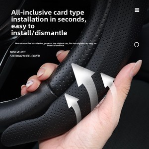 Funda de Cuero Nappa Premium <span class=keywords><strong>para</strong></span> <span class=keywords><strong>Volante</strong></span> de Coche, Antideslizante, Transpirable, 38cm, Universal, Directo de Fábrica - Product Image 2