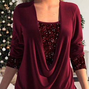 S-5XL haute qualité personnalisé Sequin Design chemise <span class=keywords><strong>Blouses</strong></span> grande taille mode femmes imprimer brillant hauts - Product Image 1