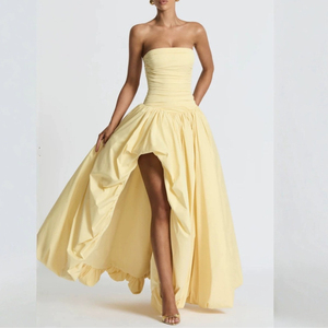 Abiti senza spalline con orlo plissettato gonfio da donna <span class=keywords><strong>estate</strong></span> Sexy senza maniche Modulare abiti sottili da sera eleganti abiti lunghi - Product Image 1