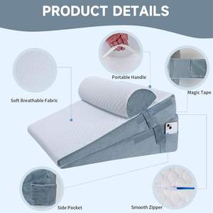 सोने के लिए बिस्तर की वेज तकिया, 3 पीसी समायोज्य ऊंचाई त्रिकोण तकिया वेज - Product Image 6