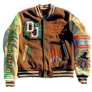 Veste universitaire en molleton personnalisée pour homme, broderie chenille, col montant, style uniforme de baseball, manteau d'hiver en laine, vestes pour homme - Product Image 1