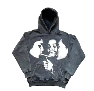 Sweat à capuche double face en polaire léopard recadrée de style Hip Hop personnalisée avec fermeture à glissière - Product Image 1