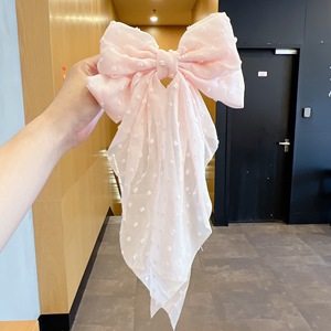 Nouvelles pinces à <span class=keywords><strong>cheveux</strong></span> <span class=keywords><strong>tendance</strong></span> printemps-été à pois, grandes barrettes en satin doux avec nœud coloré, accessoires pour <span class=keywords><strong>cheveux</strong></span> pour filles et femmes - Product Image 5