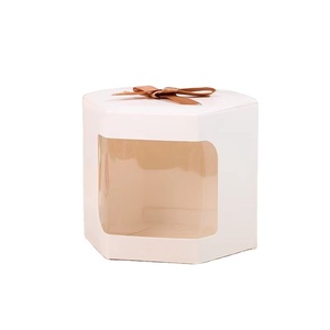 Caja de papel de embalaje con Lazo de cinta, hexagonal, transparente, para regalos, venta al por mayor, tienda Web - Product Image 1
