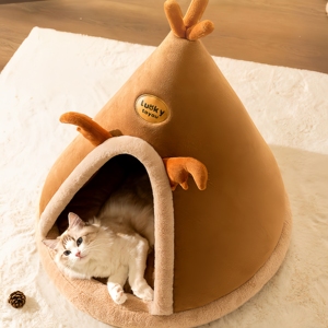 Pet Warm <b>Tent</b> Nest Rabbit Plush Crystal Velvet Looped Fleece Lining Multi-layer Solid Luxury Modern Anti-Slip Easy Clean - Product Image 3