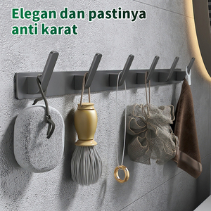 Pano.V Modern Black Hanging for Clothes Entryway Bathroom Wall Mounted <b>Coat</b> Racks with 6 <b>Hooks</b> Hanging Holder Towel Rack - Product Image 4