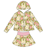Nouvelle Arrivée 2026 Ensemble Confortable 2 Pièces en Tissu Yoga pour Petites Filles : Sweat à Capuche Zippé à Manches Longues et Jupe Personnalisable pour Bébés et Enfants